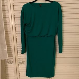 Ann Taylor Green Midi Dress Lon Sleeve